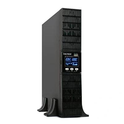 Immagine di VulTech GS 1KVAS RK Gruppo di continuità UPS online Serie SERVER rack 1000VA 1000Watt, Display LCD orientabile, Onda sinusoidale, 8 Prese IEC C13 + EPO USB, per sistemi server, switch, storage