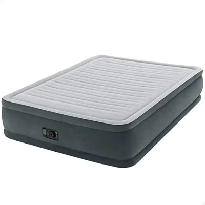 Immagine di Intex 64414Np Materasso Classic Matrimoniale Dura Beam Deluxe, Bicolor, Con Pompa Interna, Grigio, ‎152 x 203 46 cm; 7.98 Kg