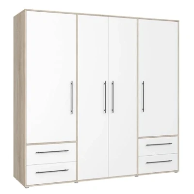 Immagine di AVANTI TRENDSTORE Fathie Armadio con 4 ante battente e cassetti in legno laminato, ripiani bastone appendiabiti. Disponibile diversi colorazioni. LAP 206x200x59 cm.