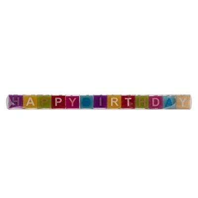 Immagine di out of The Blue 181 003 Candele Colorate bloccare con la Scrittura, Buon Compleanno, a Circa 3 x cm, 13er Situato in Contenitore di PVC