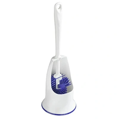 Immagine di Maximex Scopino per l&#039;igiene della toilette viola, con spazzola il bordo, autopulente grazie allo speciale effetto antiaderente, porta scopino, dimensioni (L x A P): 13,5 41,8 cm
