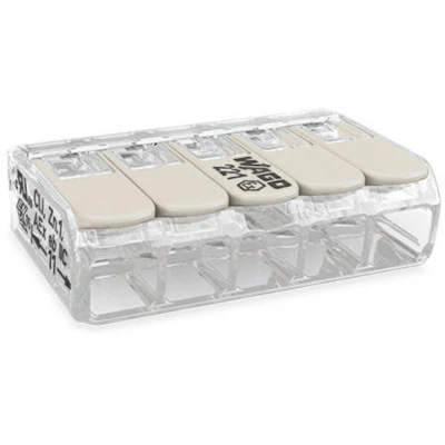 Immagine di WAGO 221 485 Morsetto flessibile: 0.20 4 mm² rigido: Numero Poli (num): 5 1 pz. Trasparente, Bianco