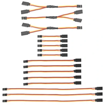 Immagine di GTIWUNG 16 Pezzi Servo di Estensione per RC, 75/150/300mm Extension Cable JR connettore Spina, 1 to 2 Y Cavo Filo da 150mm 3 Pin Maschio e Futaba Femmina RC Droni Elicotteri Auto