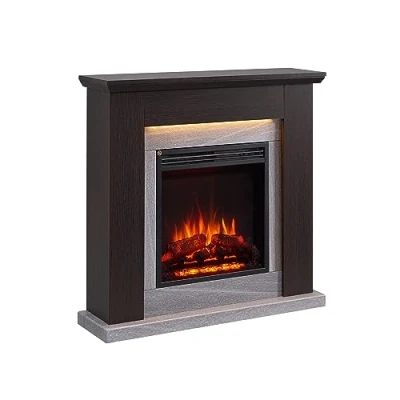 Immagine di CrownFlame Camino Elettrico da terra,Caminetto con Riscaldamento 1000/2000 W, Effetto Fiamma realistico in 3D, Illuminazione LED, Controllo remoto, Timer, Termostato marrone scuro