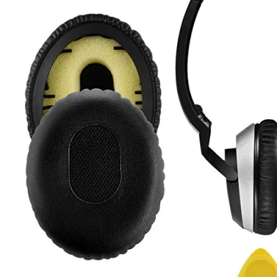 Immagine di Geekria QuickFit Protein Ear Pads in Pelle per Bose On OE, OE1, Cuffie QuietComfort QC3, Cuscinetto/Auricolari di Ricambio/Copri orecchie, Parti Riparazione Auricolari (Nero)