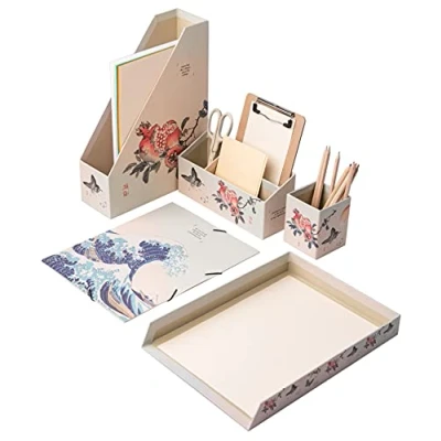 Immagine di Grupo Erik organizer da scrivania stile Japan, Set: portadocumenti, cartellina A4, portapenne, portariviste, multiuso, Desk Organizer, Organizzazione Home Office e Ufficio (ORG003)