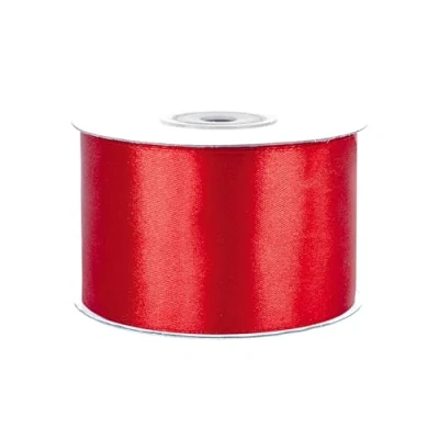 Immagine di Creativery, rotolo di nastro raso, lungo 25 m, largo 50 mm, ideale come decorazione per matrimoni, battesimi, compleanni, lato unico Rosso 250 ( 14 )