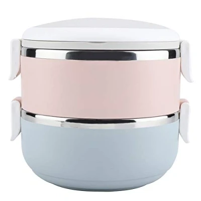 Immagine di DEWIN Porta Pranzo Termico,Porta Acciaio Contenitore Termico per Alimenti in Inossidabile Portatile Bento Box (2 Strati)