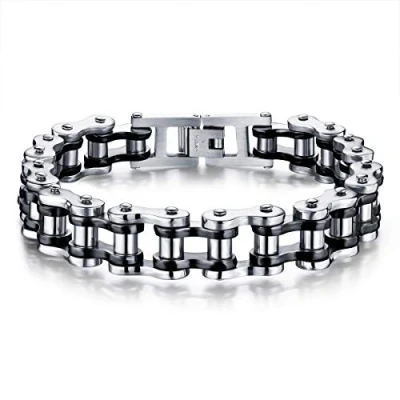 Immagine di ATEIELLI Bracciale Uomo Catena Bicicletta Acciaio Inossidabile Colore Argento JWB301 (Argento Nero, 21.5)