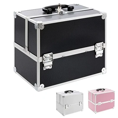 Immagine di Arebos 15 L cosmetic case make up storage organiser per viaggiare parrucchieri e artist incl. scomparti estraibili su entrambi i lati &amp; 2 chiavi
