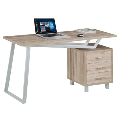 Immagine di Techly 105940 Scrivania per Computer dal Design Moderno con Tre Cassetti Quercia