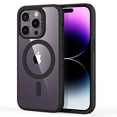 Immagine di ESR Cover Magnetica per iPhone 14 Pro Max, Compatibile con Magsafe, Custodia Trasparente HaloLock, Protezione antiurto di livello militare, Retro resistente ai graffi, Nero