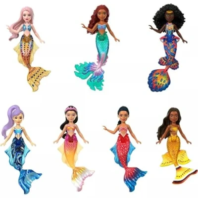 Immagine di Mattel Disney La Sirenetta Set di mini Bambole Ariel e le sue Sorelle, 7 sorelle sirena da collezionare, ciascuna con dettagli unici sulla coda, giocattolo per bambini, 3+ anni, HLX17