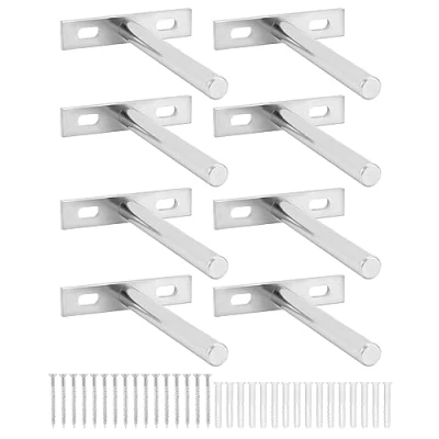 Immagine di QWORK® 8 Pezzi Supporti Mensole Invisibili 100 mm Reggimensola a Scomparsa in Ferro Massiccio per Mensola Legno
