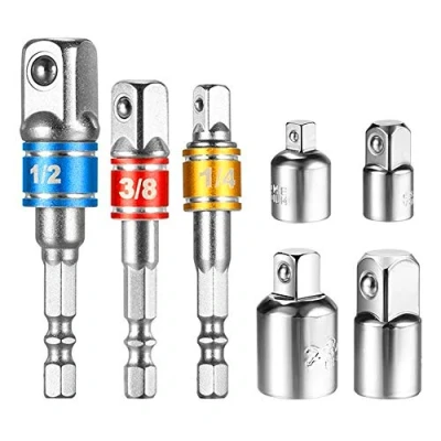 Immagine di EVANCE Colore Set di 3 Chiavi a Bussola 1/4&quot;/1/2&quot;/3/8&quot; + Adattatore in 4 Pezzi 1/4 su 3/8 Pollice 1/2 (Sliver)