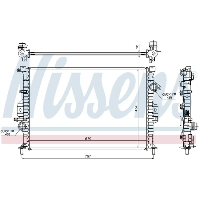 Immagine di NISSENS 66857 Radiatore motore Alluminio 670 454 16 Alette di raffreddamento saldate FORD: FOCUS 3, C Max 2, 3 Turnier, VOLVO: V60 I