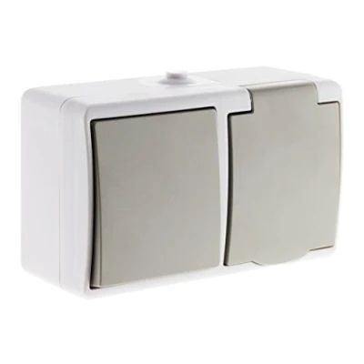 Immagine di Zenitech va et vient + Presa 2P T IP54 Grigio Chiaro