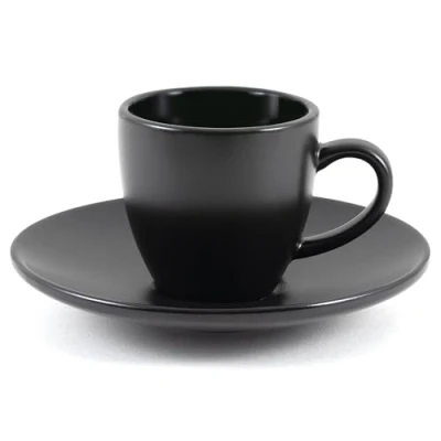 Immagine di Hanseküche Set di 4 tazze da caffè in grès alta qualità, fatte a mano e pareti spesse, gres porcellanato, con piattini, cappuccino, caffè, porcellana (nero, 75