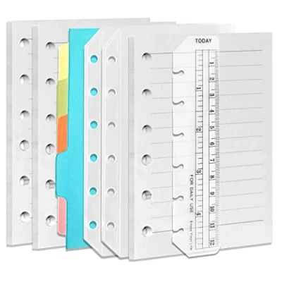 Immagine di DY.2ten Set di 3 quaderni ricaricabili A7, fogli ricarica tasche trasparenti con cerniera, divisori pennarelli a righello, carta per raccoglitori 6 anelli, formato, planner