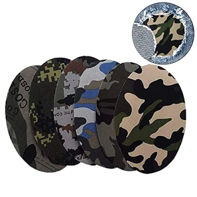 Immagine di 12Pz Toppe Termoadesive,Forma Ovale Tessuto Mimetico Toppe, 6 Colori Ferro on Turno Patch Fai Artigianato Vestiti Riparazione Kit Accessorio