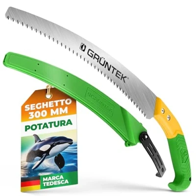 Immagine di GRÜNTEK Seghetto Potatura Giardino 330mm Sega Manuale per Legno a lama curva e supporto in plastica