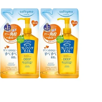 Immagine di Kose Softymo Deep Olio detergente struccante, confezione da 2 ricariche 200 ml, Made in Japan