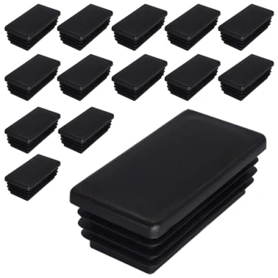 Immagine di SKIR&#039;CO tappi rettangolari in plastica, 30 x 70 mm, opachi, inserti per tubi rettangolari, pali recinzioni, colore nero RAL 9005, 14 pezzi