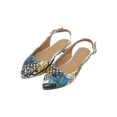 Immagine di DOGO Femme Cuir Vegan Multicolore Chaussures Plates de Marche Confortables et Décontractées Faites à la Main, Eternal Swirl Motif