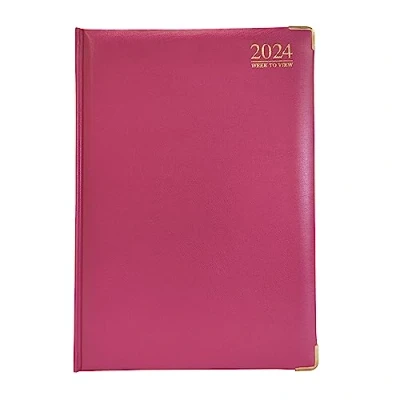 Immagine di G4GADGET G4 Agenda 2024, visualizzazione settimanale, formato A4, copertina rigida, carta da 80 g/m², per ufficio e casa, colore: rosa