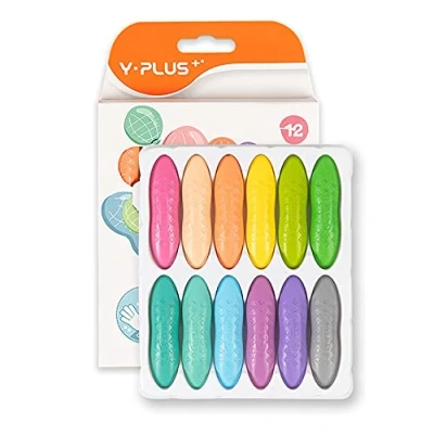 Immagine di YPLUS Pastelli Arachidi e Macarons per Bambini: 12 Non Tossici, Facili da Tenere, Lavabili Sicuri. Forniture Artistiche Colorare ideali i più Piccoli