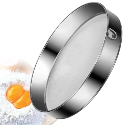 Immagine di Setacci per farina in acciaio inox setaccio da cucina a maglia fine rotondo cuocere torte
