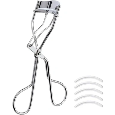 Immagine di Beter piegaciglia nichelato, con cuscinetti in silicone, professionale, include 5 strisce di ricambio, acciaio a lunga durata, trucco degli occhi, Eyelash curler