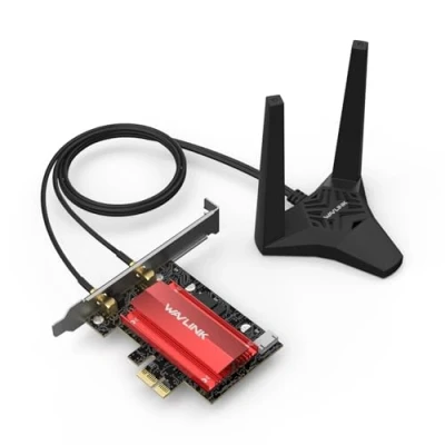 Immagine di WAVLINK Scheda WiFi 7 PCIe BE8800 per PC desktop, Adattatore Wireless BE200 a tre Bande con Bluetooth 5.4, MU MIMO, WPA3, Windows 10/11 (64bit), Supporta solo schede madri Intel