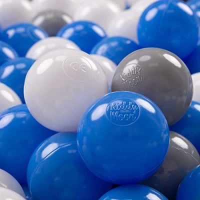 Immagine di KiddyMoon 700 Palline/7Cm Palline Morbide Colorate Per Piscina Bambini Fatto In EU, Grigio/Bianco/Blu