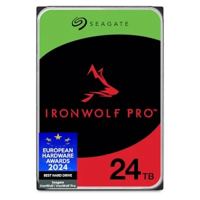 Immagine di Seagate IronWolf Pro 24 TB, NAS Disk Interno, 3.5 Inch, 7200 U/Min, CMR, 256 MB Cache, SATA 6 GB/S, incl. 3 Anni Rescue Service, Modellno.: ST24000NTZ02