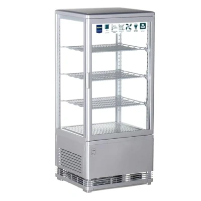Immagine di METRO Professional Vetrina Panoramica Refrigerata GGC2078SV, 78 L, 3 Ripiani Regolabili, Illuminazione LED, Argento
