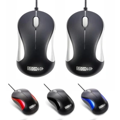 Immagine di Computer Mini USB Wired Optical Mouse Portable for Laptop, Notebook, MacBook Silver