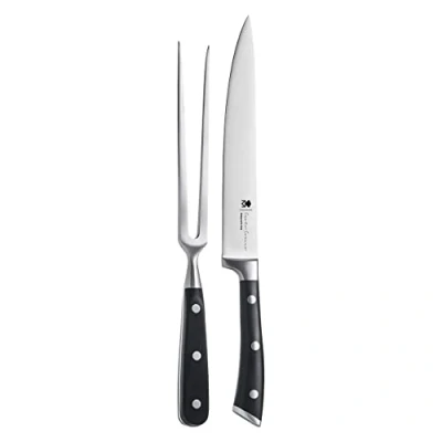 Immagine di MasterPro by Carlo Cracco Set arrosto coltello + forchettone in acciaio inossidabile, manico ABS