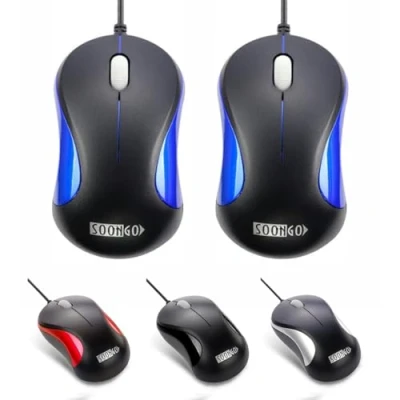 Immagine di SOONGO Confezione da 2 mouse per laptop adatti ufficio e uso domestico compatibile con computer, laptop, desktop, Windows 7/8/10/XP/11, Vista Mac, blu