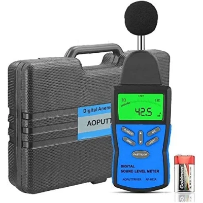 Immagine di Fonometro Digitale，Misuratore digitale del livello sonoro AP 882A, gamma 30 130 dBA/30 dBC, tester di rumore con 5 LCD digitale, uscita AC/DC, retroilluminazione, grafico a barre