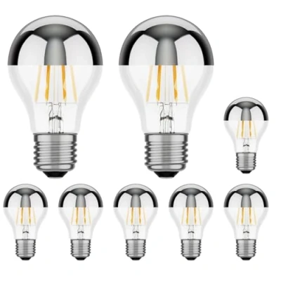Immagine di ledscom.de 8 pezzi E27 lampadina LED, A60, bianco caldo (2700 K), 6 W, 667lm, testa a specchio (argento)