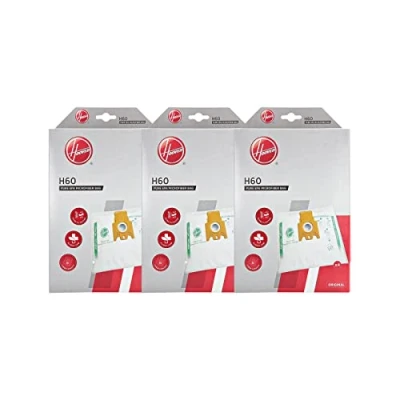 Immagine di Hoover H60 Sacchetti per Aspirapolvere, Originali, in Microfibra, 3 Confezioni da 4 Sacchetti, Pure EPA, Sistema Anti Odore ai Carboni Attivi, Compatibili con Traini