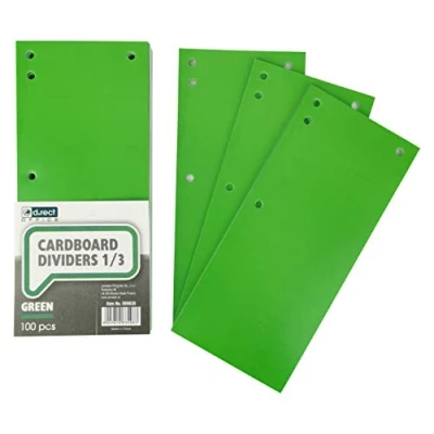 Immagine di D.RECT ​​​​ Divisori in Cartone Lotto di 100 Nastri Separazione Della Carta Foglio A4 1/3 11x24 cm 160 g Per una Perfetta Degli Schedari Verde