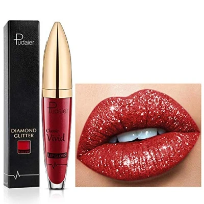 Immagine di 18 Color Diamond Glitter Lipgloss Rossetto liquido opaco lucido, lucidalabbra a lunga durata Coppa antiaderente Rossetti naturali morbidi e confortevoli (10)