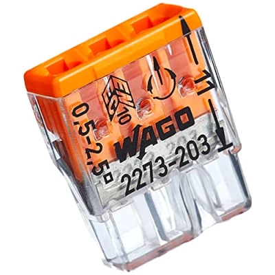 Immagine di Kopp Wago 33346421 COMPACT Morsetti a 3 conduttori, 0,5 2,5 mm², 100 pezzi, colore: trasparente/arancione