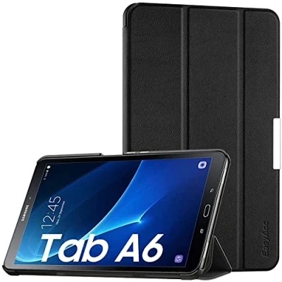 Immagine di EasyAcc Custodia in pelle per Samsung Galaxy Tab A6 10.1 2016, ultra sottile con funzione di supporto e accensione spegnimento automatico, perfetta A pollici T580/ T585, colore: Nero