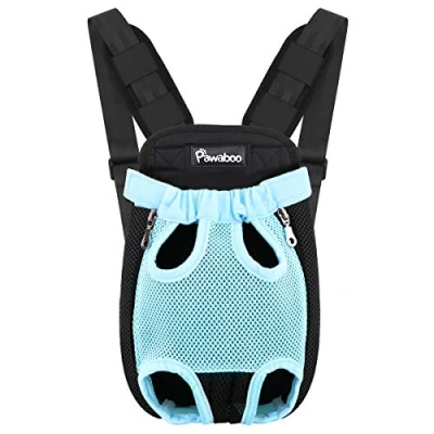 Immagine di Pawaboo Zaino Contenitore per Cane, Borsa da Viaggio di Sicurezza Anteriore Regolabile Portare Viaggio, Campeggio, Passeggiata, Taglia L Blu