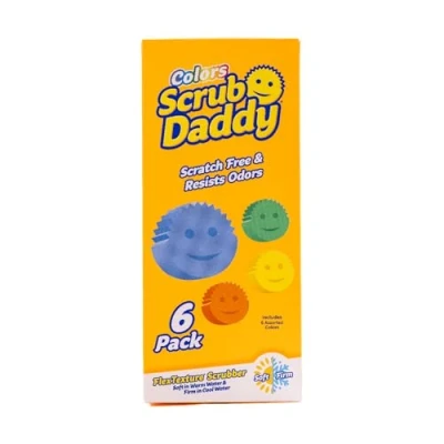 Immagine di Scrub Daddy Colors Spugna Piatti Lavabile, Spugne Cucina e Bagno, Spugnette Lavapiatti Non Graffia con Design Morbido Compatto FlexTexture, Lavabile in Lavastoviglie, 6 Pz Multicolore