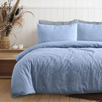 Immagine di Sleepdown Set di biancheria da letto con copripiumino e federe, 100% puro cotone, tinta unita, morbido facile pulire, per super king size (220 x 260 cm), il colore può variare