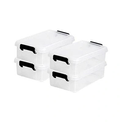 Immagine di Iris Ohyama, Contenitori in plastica, Multifunzione, 4 L, Coperchio, Maniglia ergonomica, Ufficio, Camera da letto, Soggiorno DDMBX Trasparente